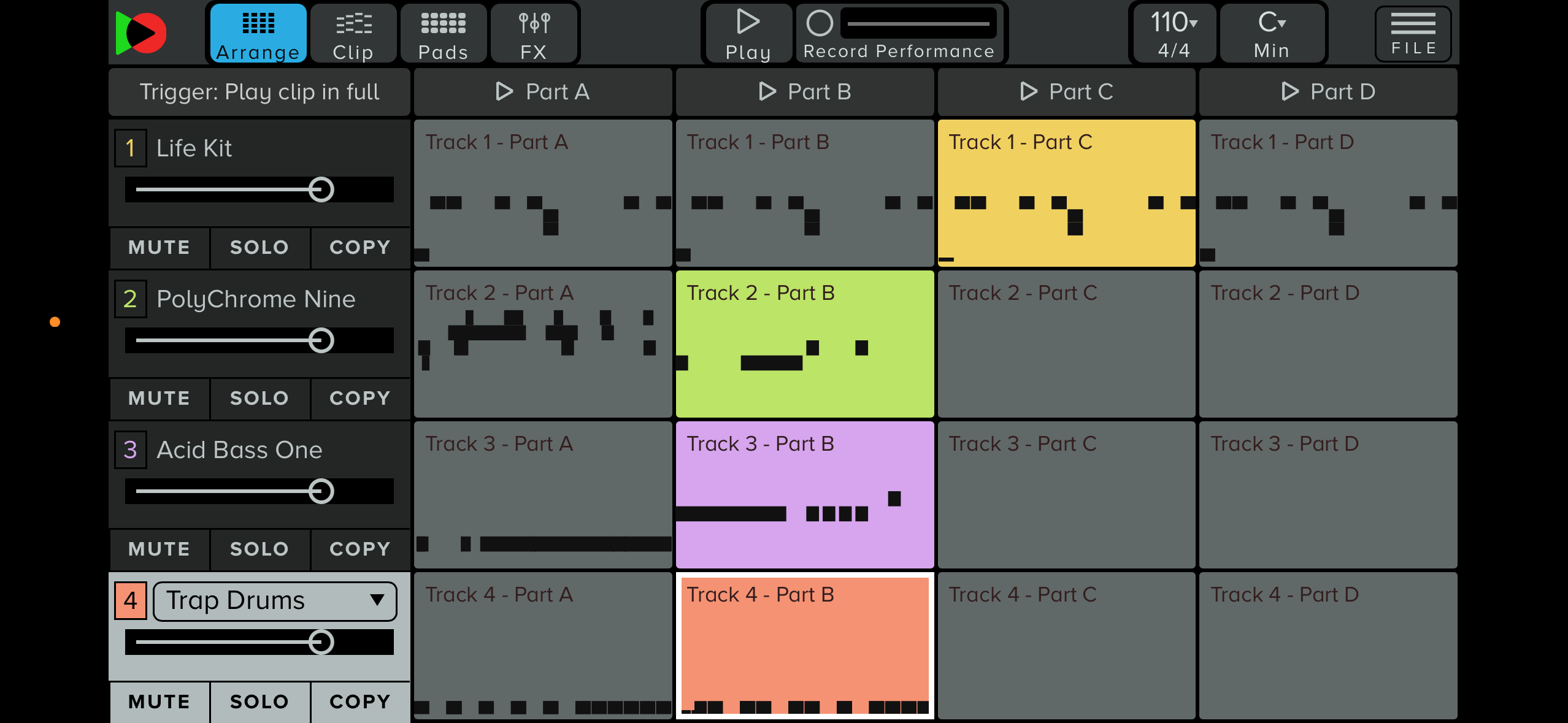 An overview of the project with four parts for each of the four instruments.